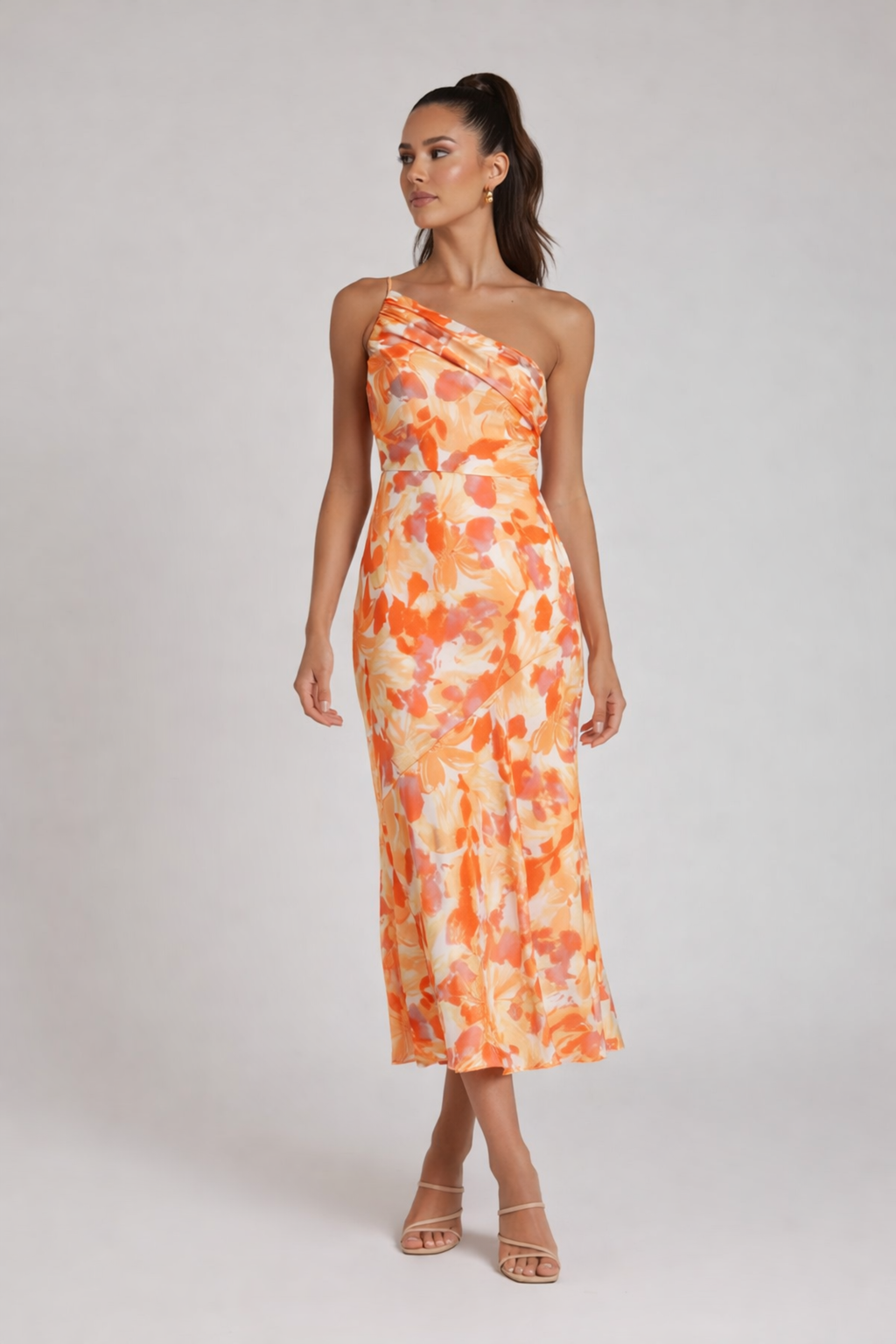 Livia | One-Shoulder Floral Midi Dress