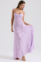 Adelle | Floral Jacquard Lace-Up Maxi Dress