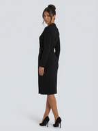 Isolde | Belted Midi Dress with Structured Collar