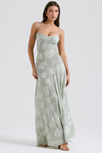 Adelle | Floral Jacquard Lace-Up Maxi Dress