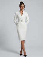 Isolde | Belted Midi Dress with Structured Collar