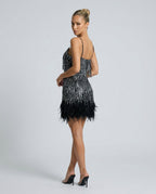 Roxie | Mini Sequin Dress with Feather Tassels