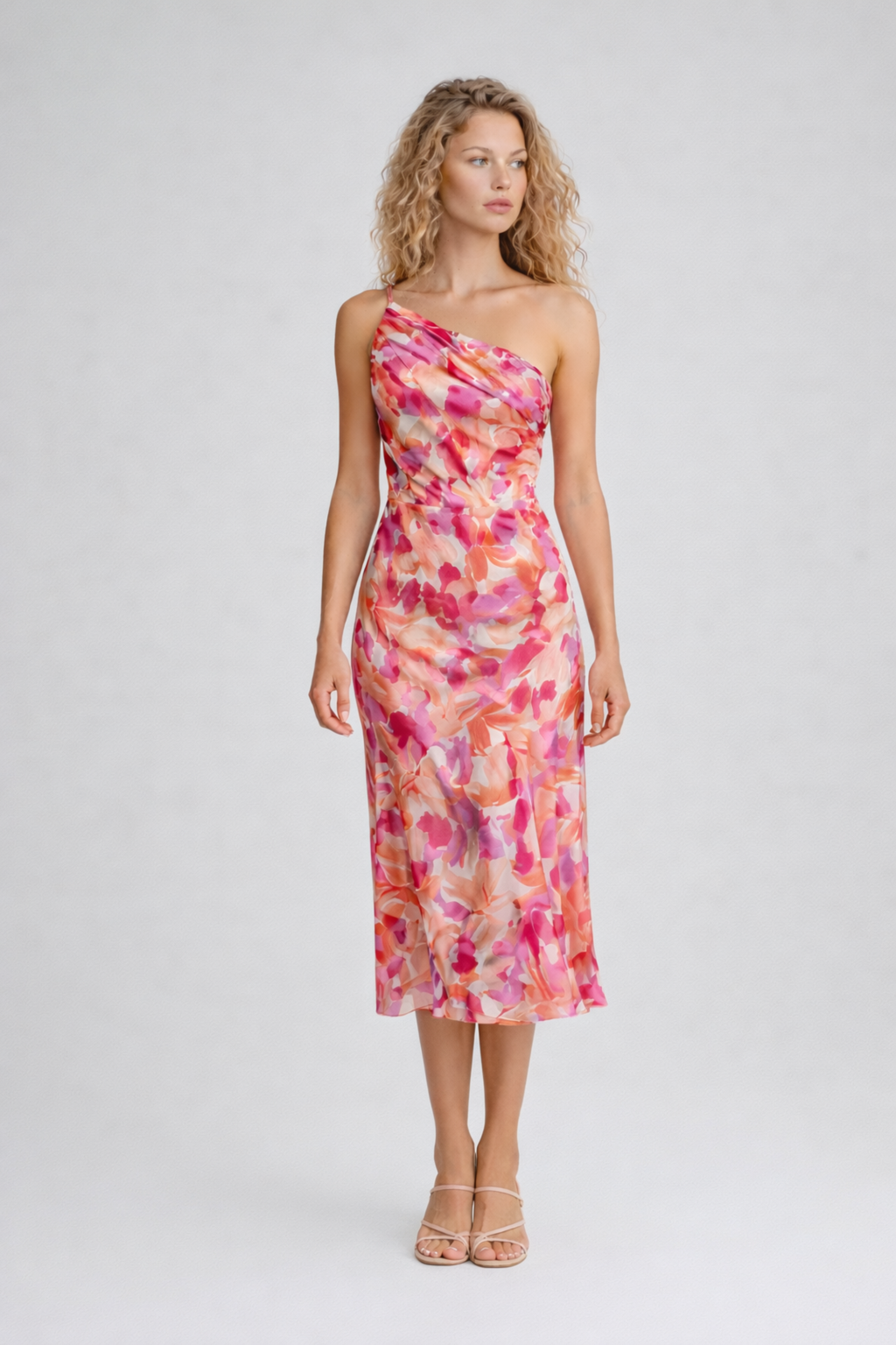 Livia | One-Shoulder Floral Midi Dress