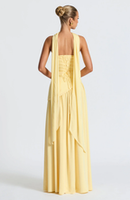 Crimson Allure | Strapless Maxi Gown with Matching Scarf