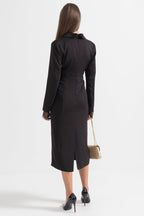 Reva | Buttoned Lace-Trim Midi Dress