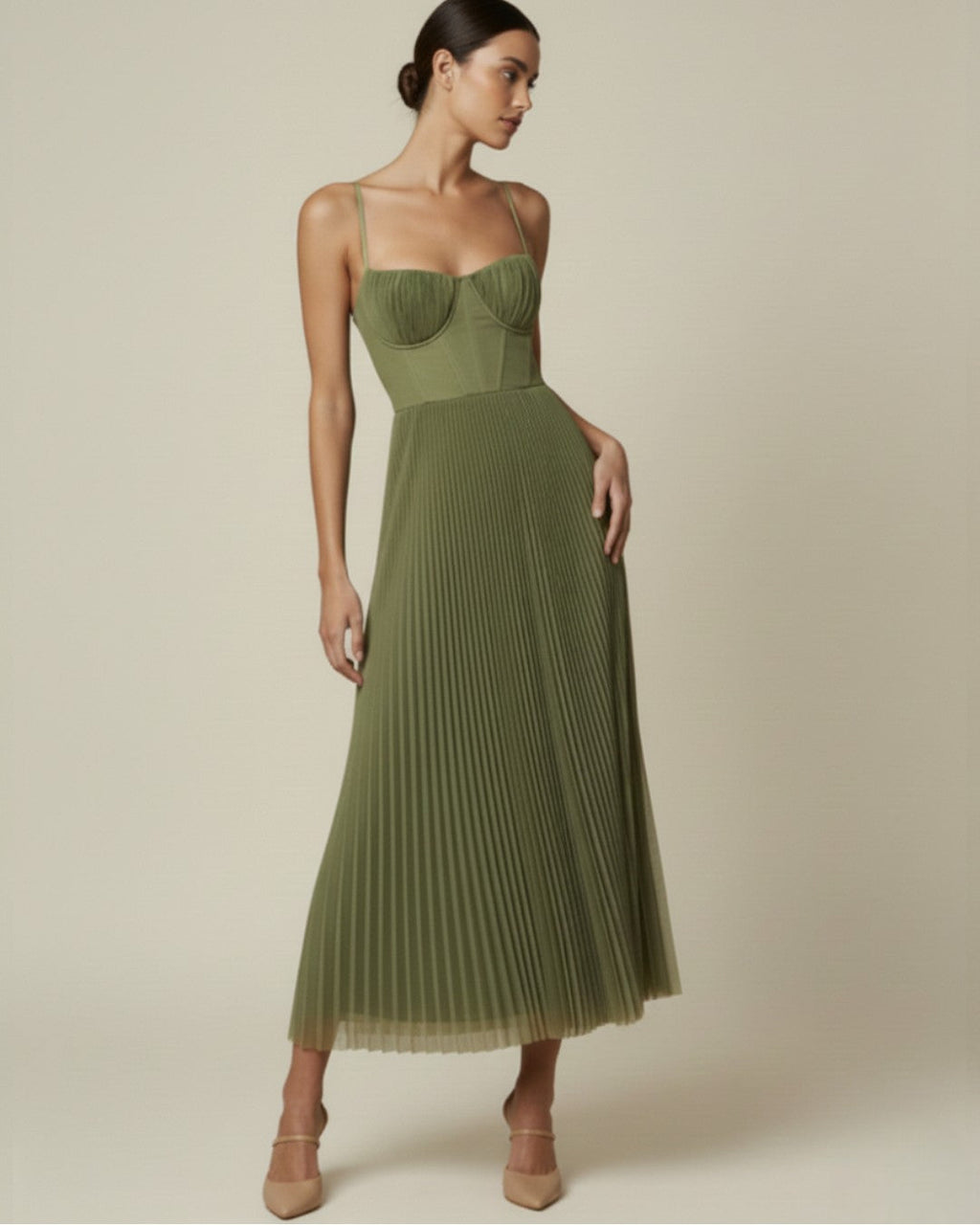 Isabella | Pleated Tulle Midi Dress