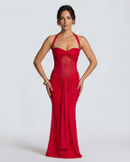 Cora | Halter Neck Backless Maxi Dress