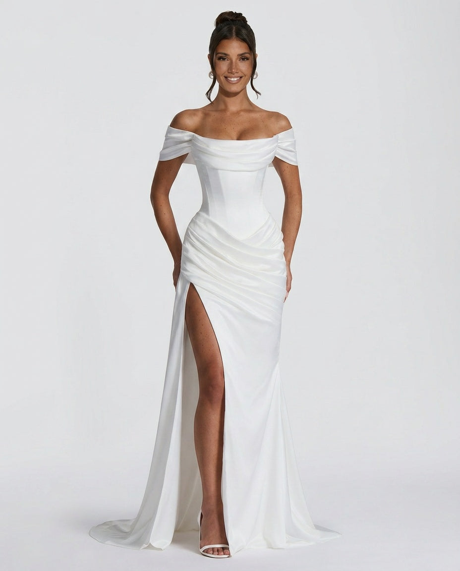 Riona | Lace-Up Corset Ballgown Maxi Dress