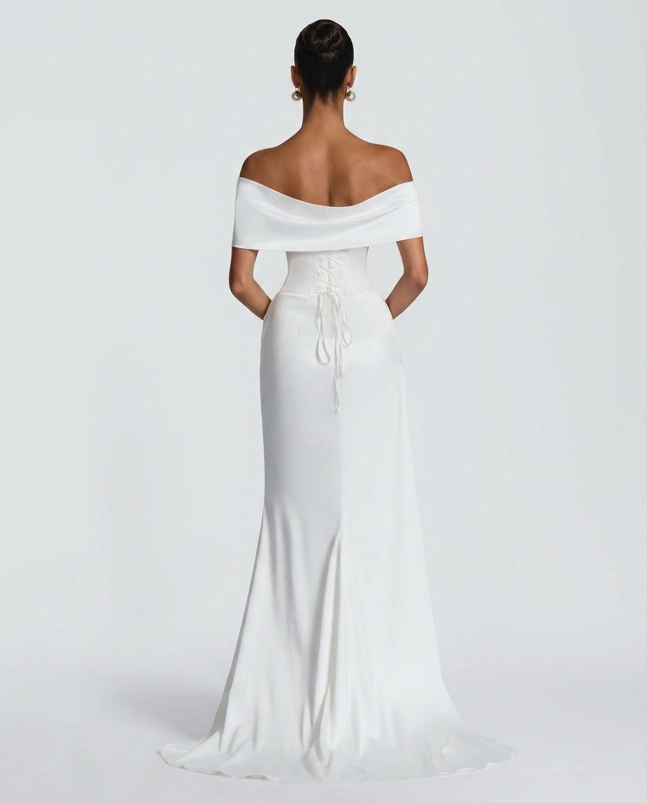 Riona | Lace-Up Corset Ballgown Maxi Dress