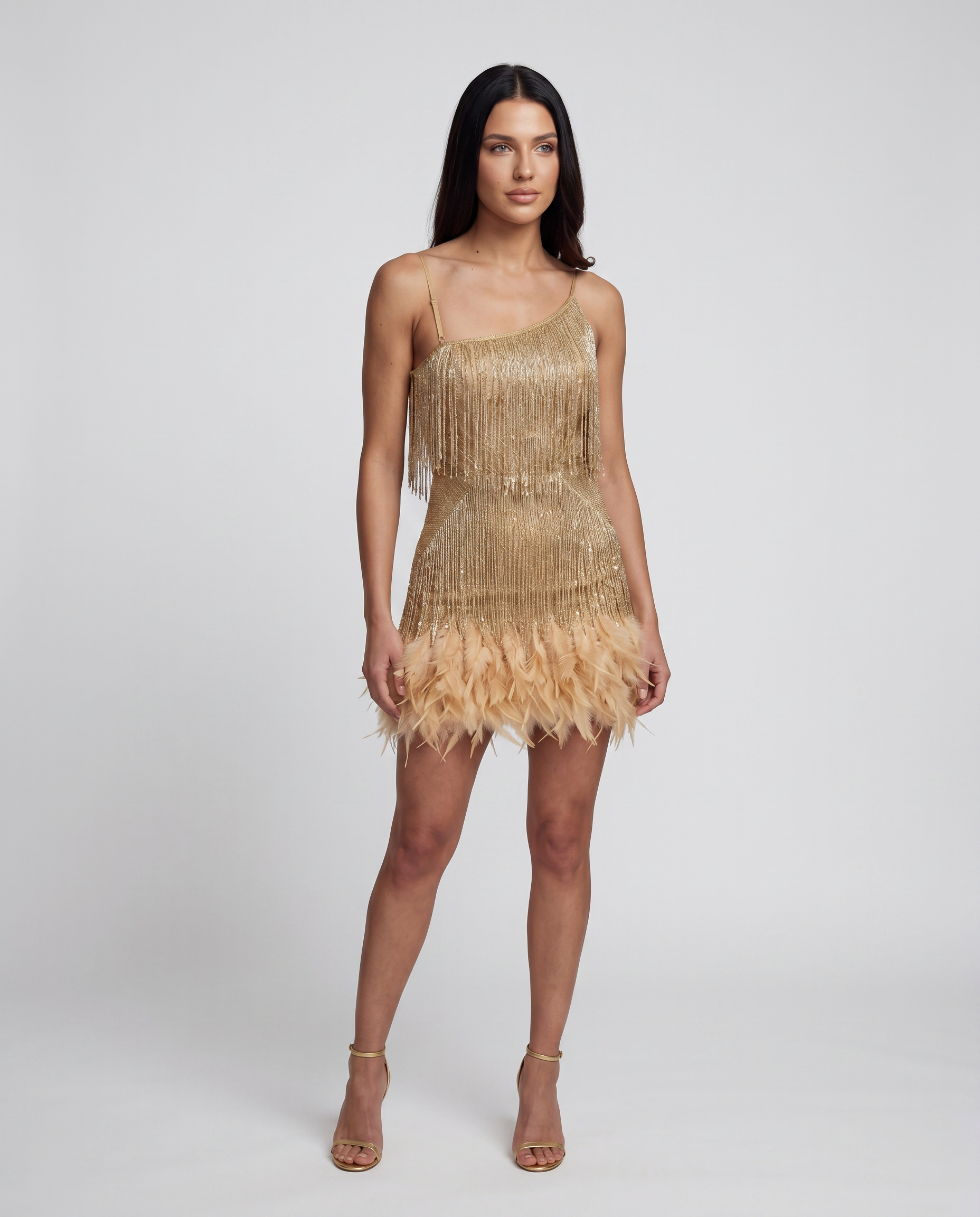 Juana | Mini Dress with Fringe and Feather Trim