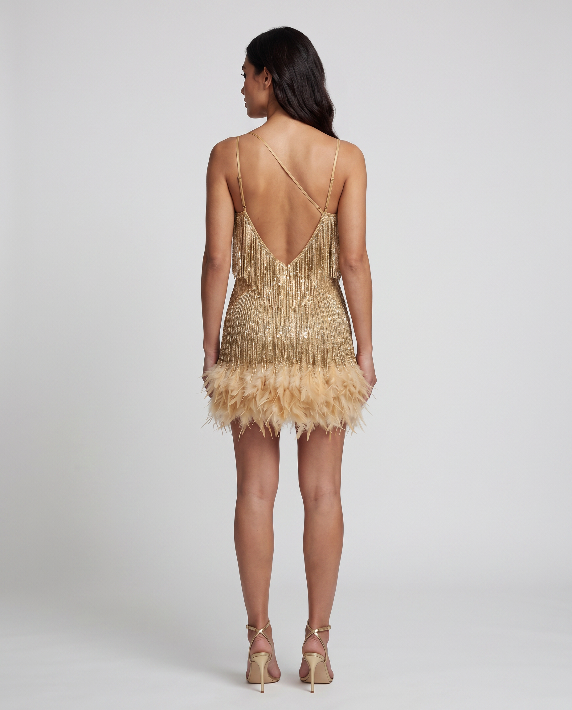 Juana | Mini Dress with Fringe and Feather Trim