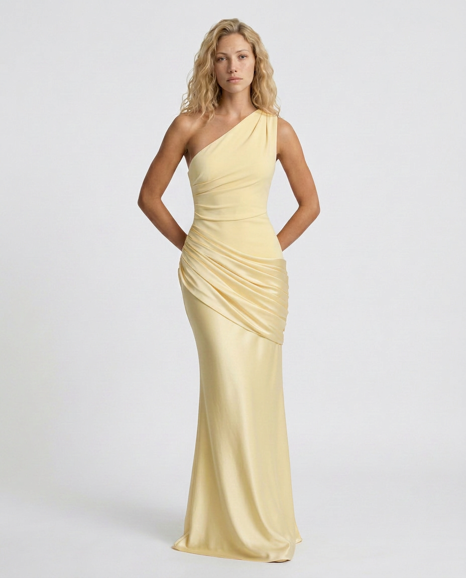 Luisa | Maxi Dress with One-Shoulder Draped Design