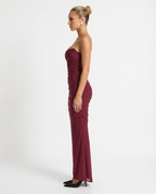Mariska | Maxi Dress with Ruched Mesh and Fluted Hem