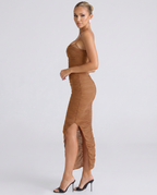 Adele | Maxi Dress with Gathered Mesh and Side Slit