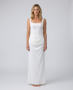 Odette | Maxi Dress with Structured Bodice and Draped Skirt