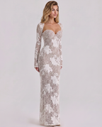 Marla | Maxi Dress with Lace Overlay and Long Sleeves