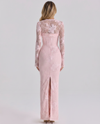 Marla | Maxi Dress with Lace Overlay and Long Sleeves