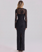 Marla | Maxi Dress with Lace Overlay and Long Sleeves