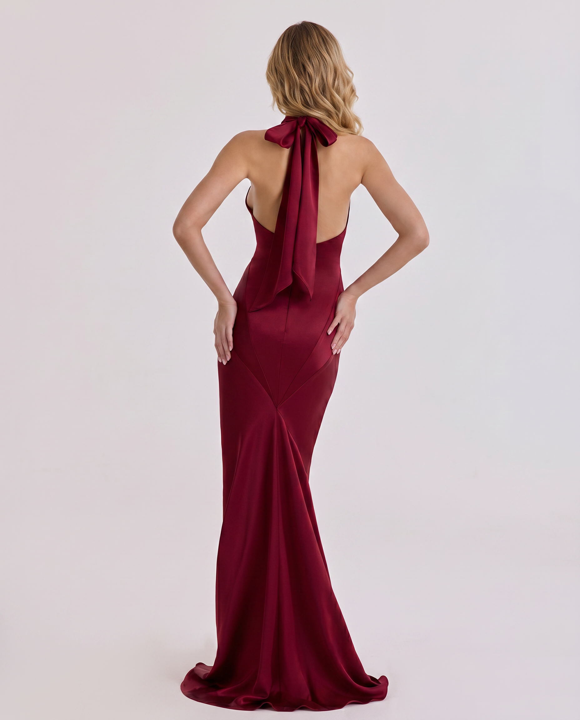 Marcia | Halter Maxi Dress with Satin Finish and Open Back