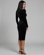 Serena | Midi Dress with Long Sleeves and Square Neck
