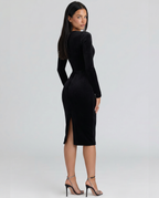 Serena | Midi Dress with Long Sleeves and Square Neck