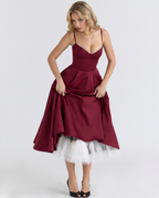 Camryn | Midi Dress with Sweetheart Neckline and Tulle Skirt