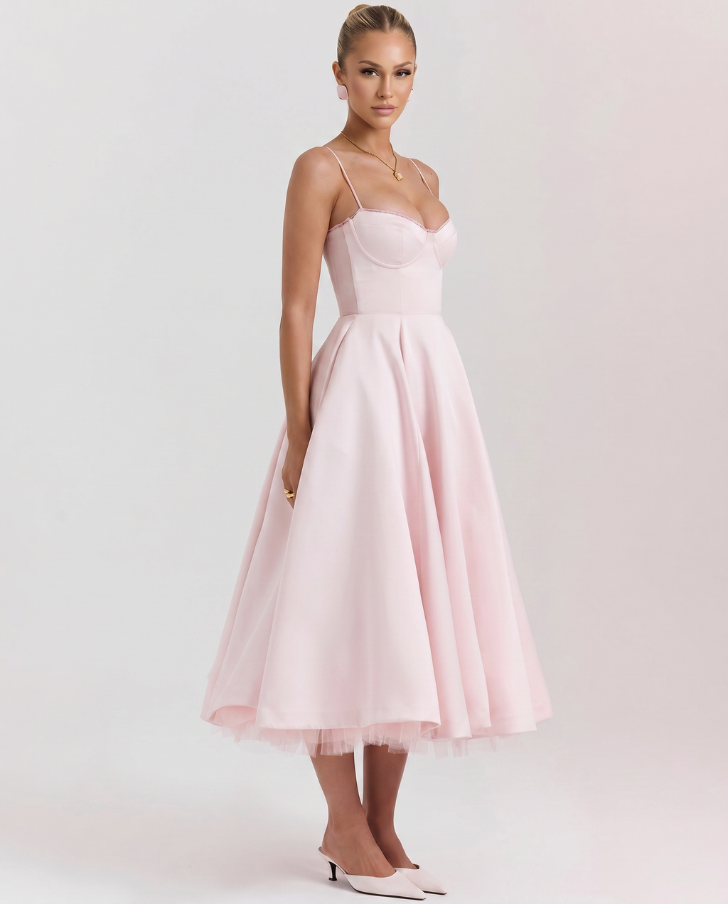 Jianna | Midi Dress with Tulle Skirt and Underwired Bodice