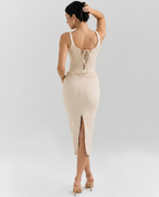 Patsy | Corset Midi Dress with Pencil Skirt