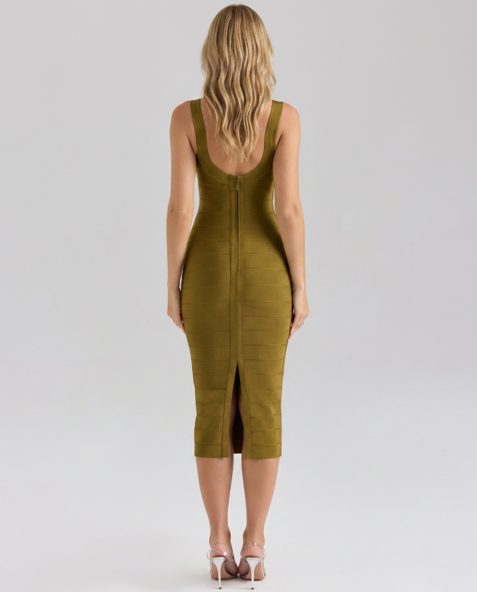 Kim | Bandage Midi Dress with Scoop Neck