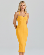 Lynda | Bandage Midi Dress with Halter Neck
