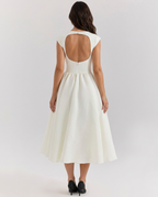 Jenna | Midi Dress with Open Back and Full Skirt