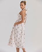 Aimee | Halter Neck Midi Dress with Lace-Up Bodice