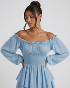 Clara | Pleated Off-Shoulder Mini Dress