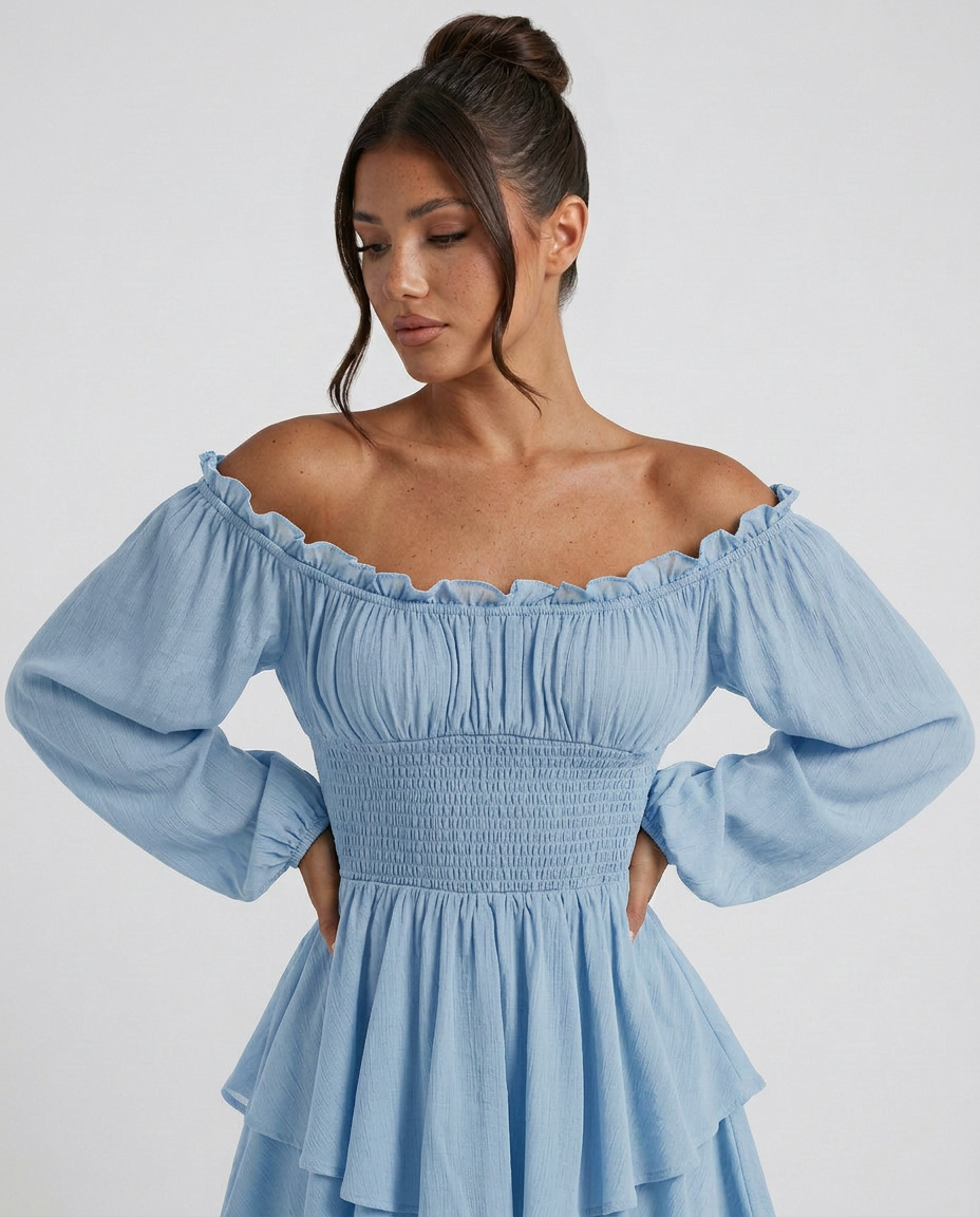Clara | Pleated Off-Shoulder Mini Dress