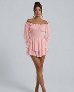Clara | Pleated Off-Shoulder Mini Dress