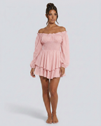 Clara | Pleated Off-Shoulder Mini Dress