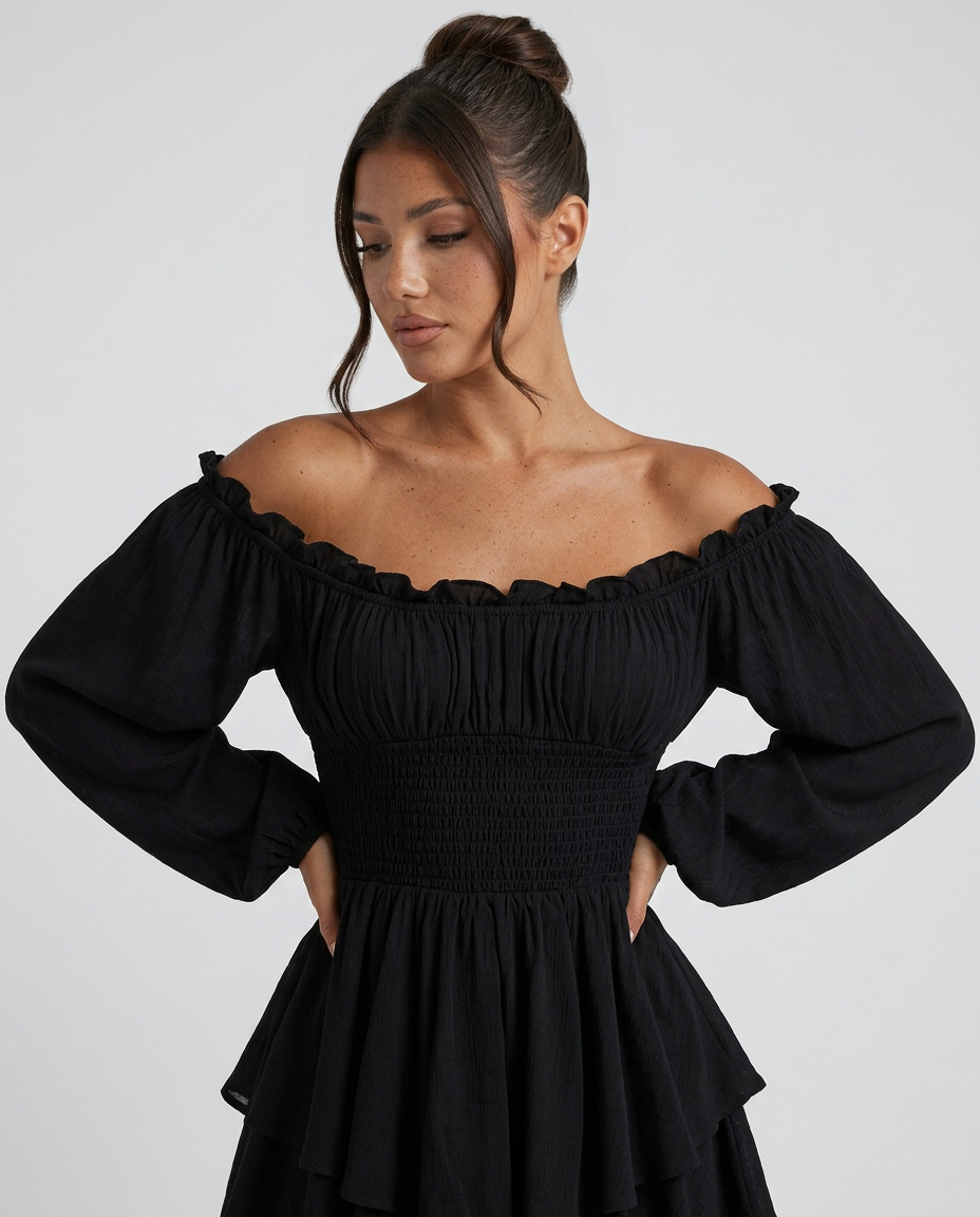 Clara | Pleated Off-Shoulder Mini Dress