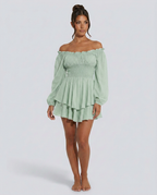 Clara | Pleated Off-Shoulder Mini Dress