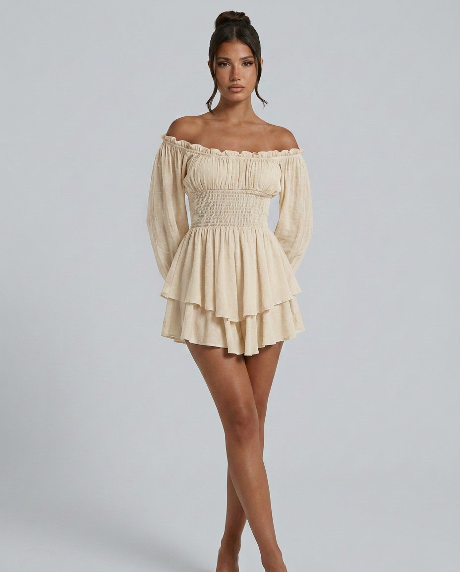 Clara | Pleated Off-Shoulder Mini Dress