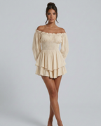 Clara | Pleated Off-Shoulder Mini Dress