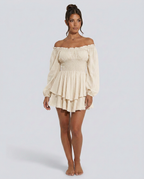 Clara | Pleated Off-Shoulder Mini Dress