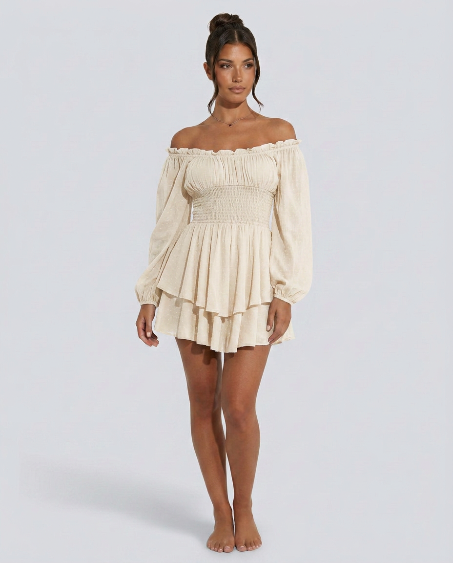 Clara | Pleated Off-Shoulder Mini Dress