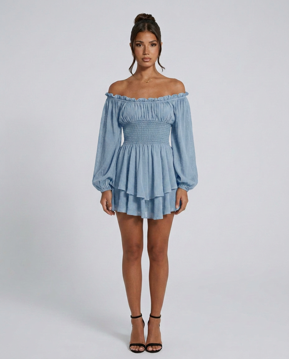 Clara | Pleated Off-Shoulder Mini Dress