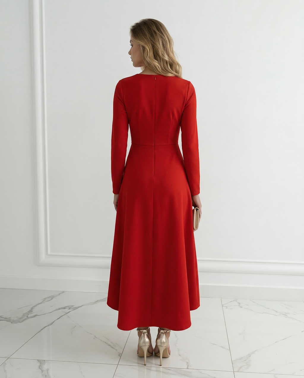 Charlotte | Wrap Midi Dress with Long Sleeves
