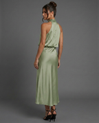 Celine | Draped Halterneck Satin Midi