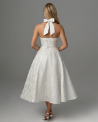 Sheryl | Midi Dress with Halter Neck and Jacquard Finish