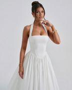 Lena | Midi Halter Neck Lace-Up Back Dress