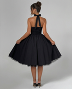 Lena | Midi Halter Neck Lace-Up Back Dress