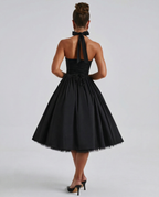 Lena | Midi Halter Neck Lace-Up Back Dress