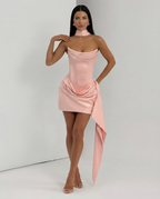 Alina | Mini Dress with Lace Corset and Draped Skirt